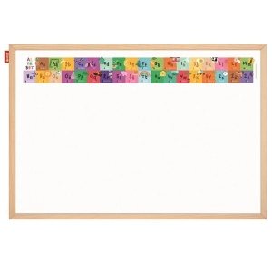 Tablica edukacyjna magnetyczna suchościeralna nadruk ALFABET rama drewniana 40x60cm MEMOBE 1szt. /MTM060040.AL01.01.51/