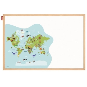 Tablica edukacyjna magnetyczna suchościeralna 60x90cm nadruk MAPA rama drewniana MEMOBE 1szt. /MTM090060.MA01.01.51/