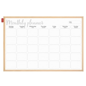 Tablica/planer miesięczny sucho ścieralny magnetyczny rama drewniana 60x90cm wersja PL/EN MEMOBE /MTP090060.88.01.01/