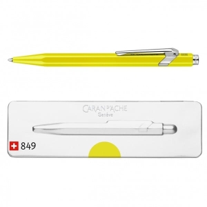 Długopis automatyczny CARAN D'ACHE 849 POP LINE FLUO M w pudełku obudowa żółta wkład niebieski /CD849-970/