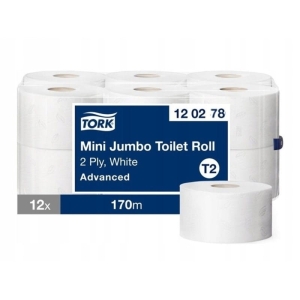 Papier toaletowy jumbo makulatura 2-warstwowy biały 170m TORK ADVANCED T2 12szt.