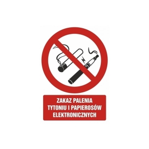 Piktogram/znak TDC zakaz palenia tytoniu i papierosów elektronicznych 1szt.