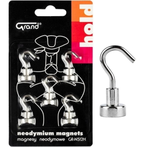 Magnesy neodymowe 32x12x5mm GRAND GR-N512H z haczykiem 5szt.