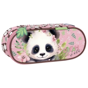 Piórnik saszetka usztywniona z wewnętrzną klapką DERFORM A panda 10 1szt.