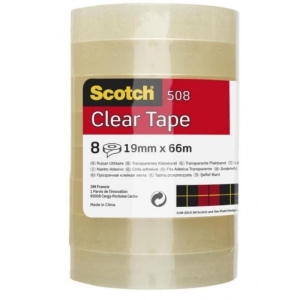 Taśma klejąca 19mm x 66m SCOTCH ekonomiczna jasna żółta (transparentna) 508 8szt.