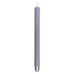 Świeca stołowa długa ryflowana lakierowana 25,0 x 300,0mm DONAU HOME srebrna 4szt.