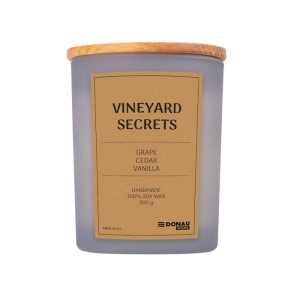 Świeca sojowa w szarym szkle z drewnianą pokrywą 200g DONAU HOME home vineyard secrets 1szt.