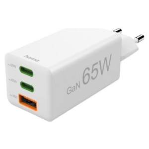 ŁADOWARKA DO TELEFONU MINI 65W GAN 2XISB-C USB-A POWERDELIVERY QUICKCHARGE HAMA BIAŁA 1szt.