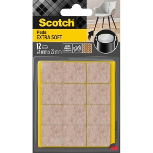 Podkładki wełniane samoprzylepne kwadratowe 24x22mm SCOTCH beżowe 12szt.