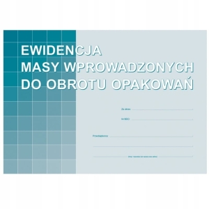 Druk offsetowy ewidencja masy wprowadzonych do obrotu opakowań A4 16 kartek MICHALCZYK I PROKOP