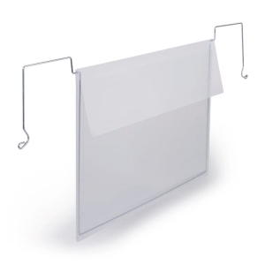 Kieszeń magazynowa z uchwytami z drutu A4 pozioma PP z klapką DURABLE transparentna 50szt.