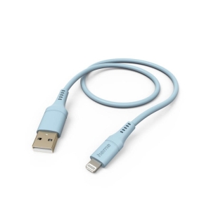 KABEL ŁADUJĄCY/DATA "FLEXIBLE", USB-A - LIGHTNING 1,5M, SILIKON, NIEBIESKI