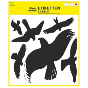 Naklejki Z-DESIGN foliowe ostrzegawcze na okno 280x285mm - ptaki czarne AVERY ZWECKFORM 6szt.
