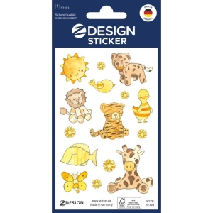 Naklejki Z-DESIGN brokatowe - żółte zwierzątka 8szt.