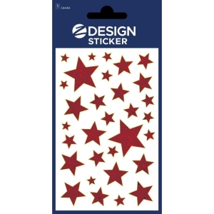 Naklejki Z-DESIGN foliowe bożonarodzeniowe - czerwone gwiazdki AVERY ZWECKFORM 15szt.