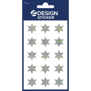 Naklejki z-design foliowe bożonarodzeniowe - srebrne gwiazdki AVERY ZWECKFORM 15szt.