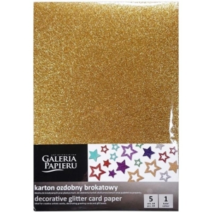 Karton ozdobny A4/210g brokatowy złoty 5szt.