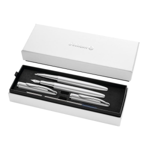 Zestaw upominkowy/Komplet PELIKAN pióro wieczne + pióro kulkowe jazz noble elegance srebrny