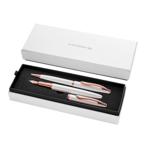 Zestaw upominkowy PELIKAN pióro wieczne + długopis jazz noble elegance biały