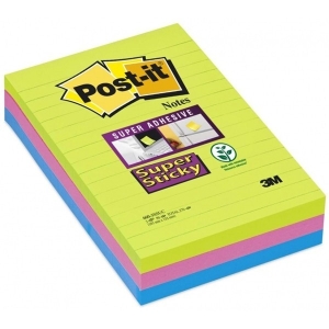 Notes samoprzylepny 102x152mm 3X90 kartek 660-3 SSUC w linie neonowy 3M POST-IT SUPER STICKY