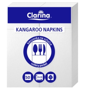 Serwetki na sztućce kangurki 32X38 CLARINA białe 50szt.