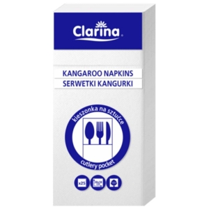 Serwetki na sztućce KANGURKI 38x38 CLARINA białe 25szt.