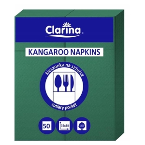Serwetki na sztućce kangurki 32X38 CLARINA ciemno zielone 50szt.