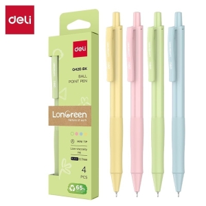 Długopis kulkowy 0,7mm DELI LONGREEN niebieski wkład 4szt mix kolorów