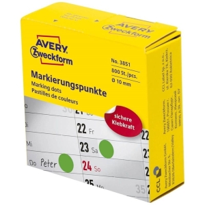 Etykiety na rolce papierowe okrągłe w dyspenserze 10mm 800etykiet AVERY ZWECKFORM zielone