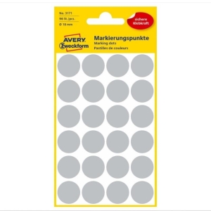 Etykiety papierowe okrągłe 18mm AVERY ZWECKFORM 4ark 96etykiet szare