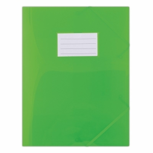 Teczka z gumką na rogach A4 PP 480mic 3-skrz DONAU transparentna zielona 1szt.