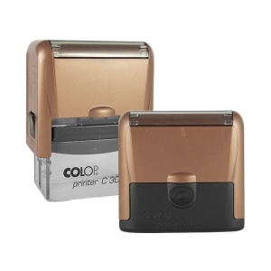 Pieczątka COLOP C30 PRO COMPACT 47x18mm metaliczna brązowa poduszka czarna 1szt.