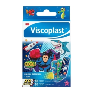 Plaster z opatrunkiem VISCOPLAST COOL dziecięcy zestaw 2 rozmiary 20szt.