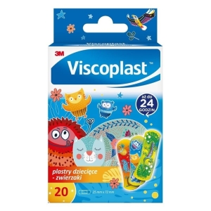 Plaster z opatrunkiem VISCOPLAST ZWIERZĘTA dziecięcy 72x25mm 20szt.