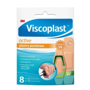 Plaster z opatrunkiem VISCOPLAST ACTIVE piankowe zestaw 2 rozmiary 8szt.