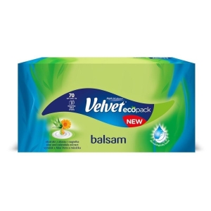 Chusteczki uniwersalne VELVET balsam ekstrakt z aloesu i nagietka 3-warstwowe karton 70szt.