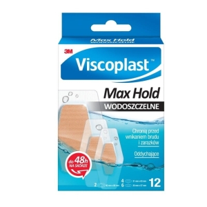 Plaster z opatrunkiem VISCOPLAST MAX HOLD wodoodporny zestaw 3 rozmiary 12szt.