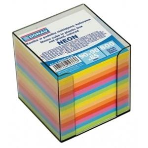 Kostka biurowa kolorowa w pojemniku 89x89x85mm 800 kartek NEON mix kolorów DONAU