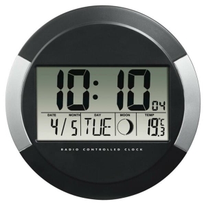 Zegar ścienny elektroniczny średnica 24,5cm HAMA DCF PP-245 czarno srebrny 1szt./192125/