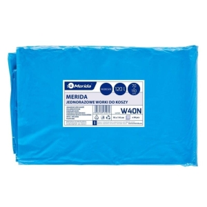 Worki na śmieci 120L LDPE 26µm 70x110cm MERIDA niebieskie paczka 50szt.