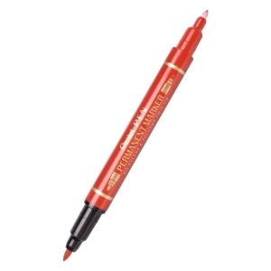 Marker foliopis/do CD dwustronny 0,6 i 1,2mm okrągły PENTEL N75W czerwonyB/