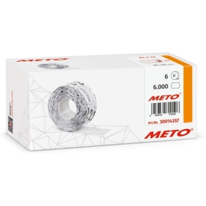 Taśma do metkownic 1-rzędowa 21x12mm prosta z dziurami AVERY ZWECKFORM METO biała z czerwonym paskiem trwała 100 etykiet na rolce 6szt.