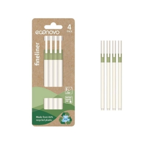 Cienkopis 0,4mm ECONOVO obudowa biało-zielona blister 4szt.