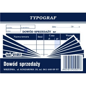 Druk "Dowód sprzedaży - paragon" A7 1051 TYPOGRAF
