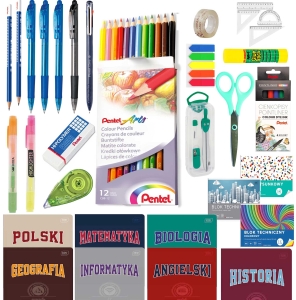 WYPRAWKA SZKOLNA PENTEL 28 ELEMENTÓW W TYM 7 ZESZYTÓW PRZEDMIOTOWYCH KLASA 4+