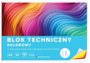 Blok Techniczny A4/20 180g Kolor Barwiony w Masie INTERDRUK