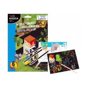 Kolorowanka i wydrapywanka kreatywna 6 kartek 2W1 KIDEA dinozaury 1szt. /WKAKA/