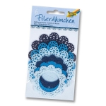 Koronka filcowa okrągła, 6 szt. kolor niebieski