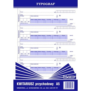 Druk "Kwitariusz Przychodowy" A5 TYPOGRAF 01085