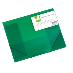 Teczka z gumką na rogach Q-CONNECT 400 mic wykonana z PP transparentna zielona A4